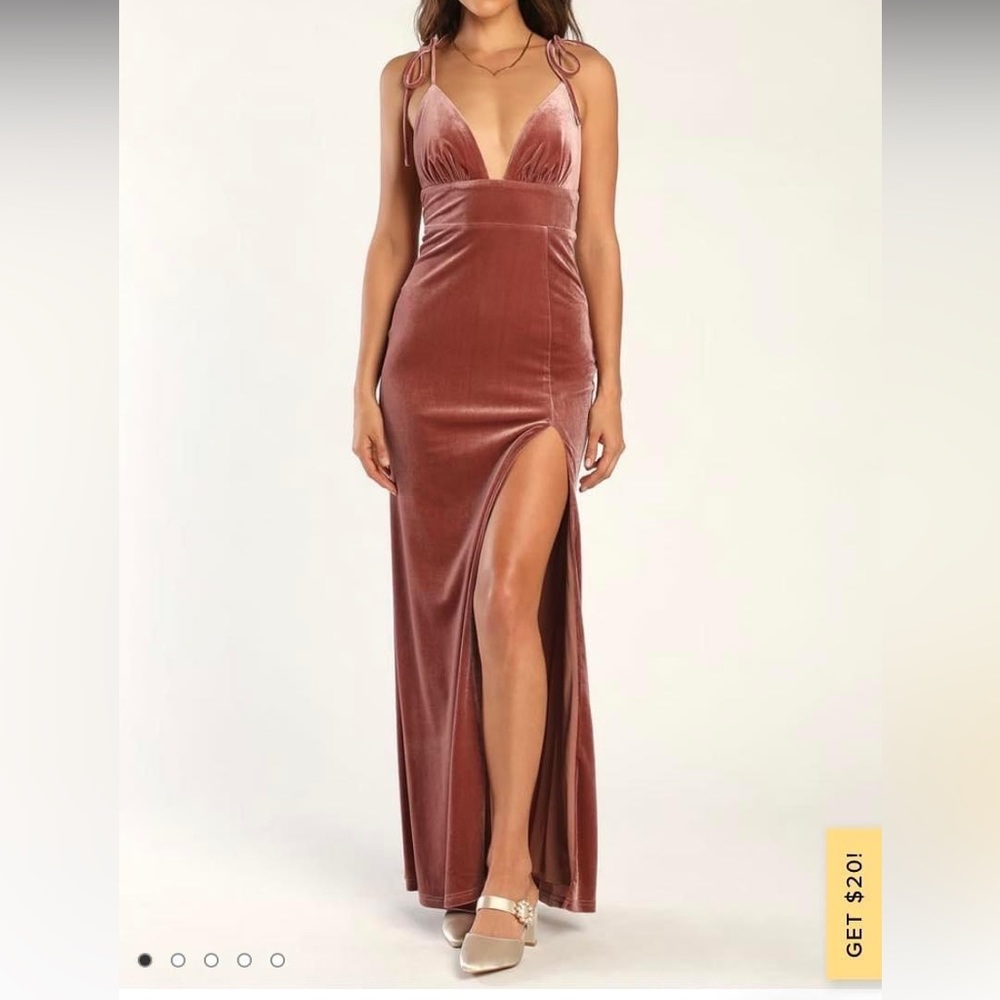 Mauve Velvet Tie-Strap Maxi Dress - Lulus